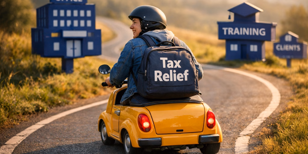 A driver travelling to training and client locations, representing how you can claim tax relief for work travel.
