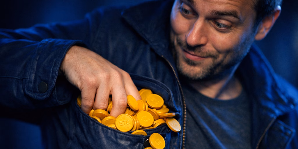 Person pulling coins from their shirt pocket, symbolising an unexpected tax refund